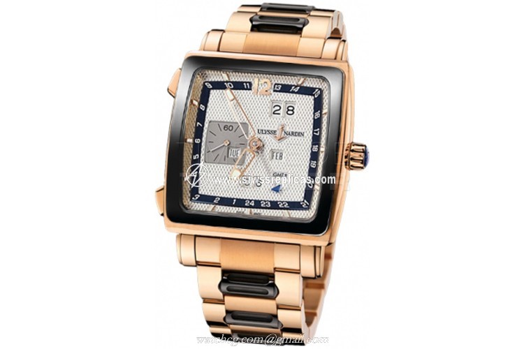 Ulysse Nardin Quadrato Dual Time Perpetual 326-90cer-8m/61 18k Rose Gold Automatic Chronometer