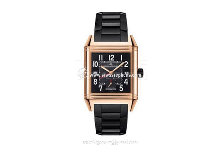 Jaeger LeCoultre Reverso Squadra Hometime 700.26.71 18k Rose Gold Automatic Chronograph