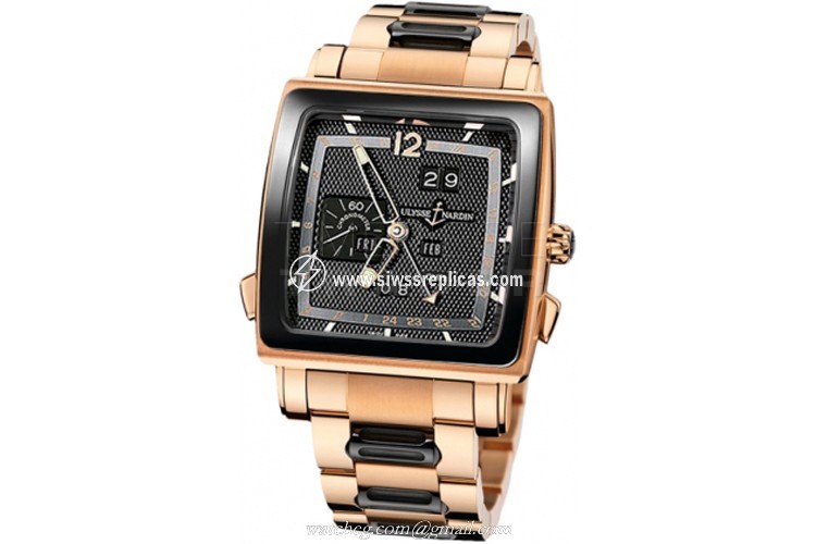 Ulysse Nardin Quadrato Dual Time Perpetual 326-90cer-8m/62 18k Rose Gold Automatic Chronometer