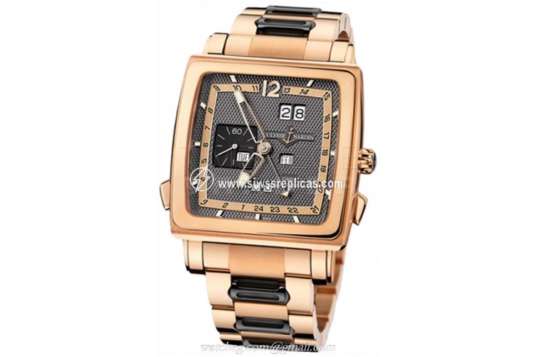 Ulysse Nardin Quadrato Dual Time Perpetual 326-90-8m/69 18k Rose Gold Automatic Chronometer