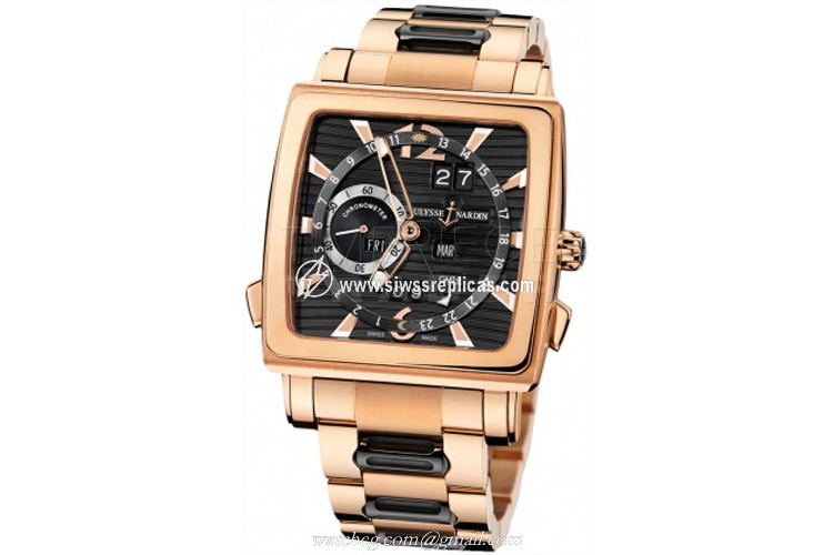 Ulysse Nardin Quadrato Dual Time Perpetual 326-90-8m/92 18k Rose Gold Automatic Chronometer