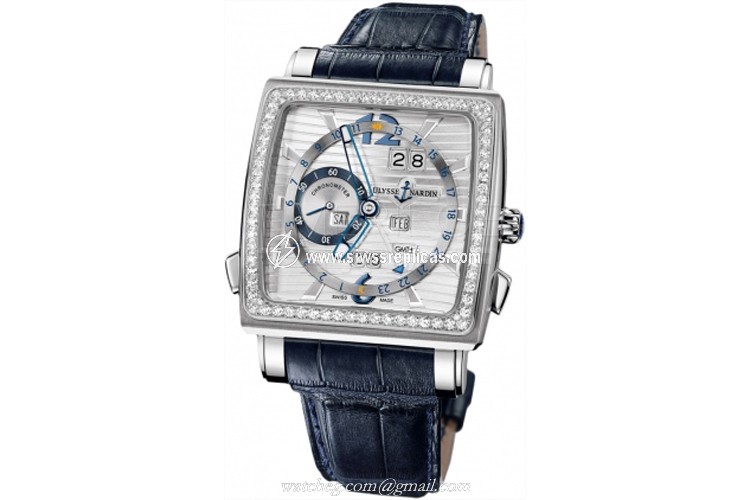 Ulysse Nardin Quadrato Dual Time Perpetual 320-90b/91 18k White Gold Automatic Chronometer