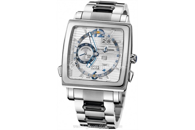 Ulysse Nardin Quadrato Dual Time Perpetual 320-90-8m/91 18k White Gold Automatic Chronometer
