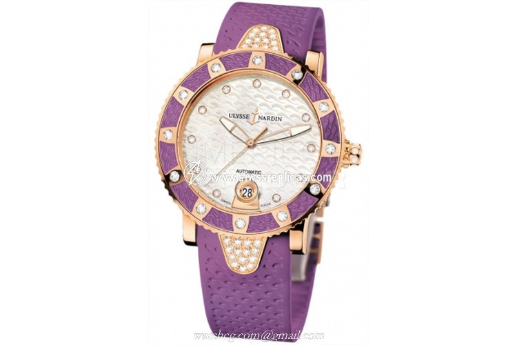 Ulysse Nardin Lady Marine Diver 8106-101e-3c/10.17 18k Rose Gold Automatic