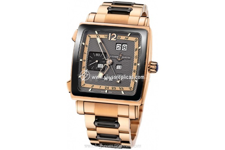 Ulysse Nardin Quadrato Dual Time Perpetual 326-90cer-8m/69 18k Rose Gold Automatic Chronometer