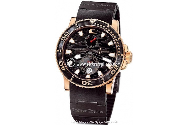 Ulysse Nardin Maxi Marine Diver Black Surf 266-37LE-3B 18k Rose Gold Automatic