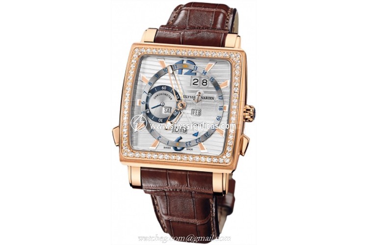 Ulysse Nardin Quadrato Dual Time Perpetual 326-90b/91 18k Rose Gold Automatic