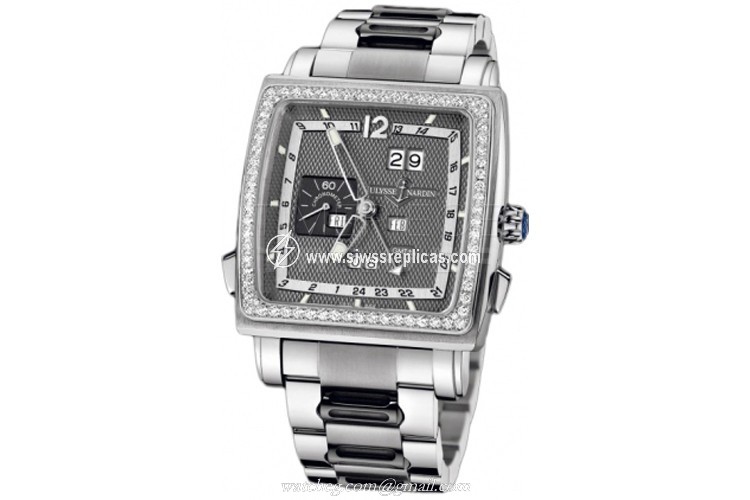 Ulysse Nardin Quadrato Dual Time Perpetual 320-90b-8m/69 18k White Gold Automatic Chronometer