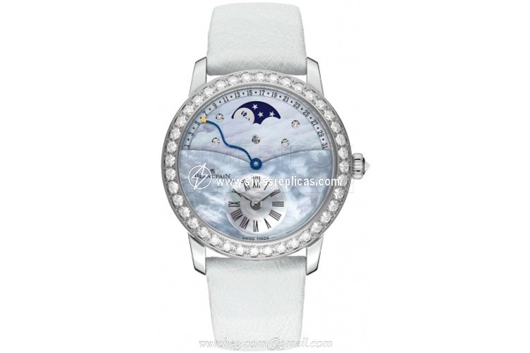 Blancpain Ladies Retrograde Calendar Moonphase 3653-1954L-58b 18k White Gold Automatic