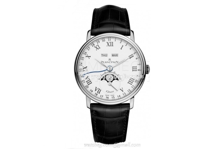 Blancpain Villeret Single Pusher Chronograph Complete Calendar 6685-1127a-55b Stainless Steel Automatic Chronograph 