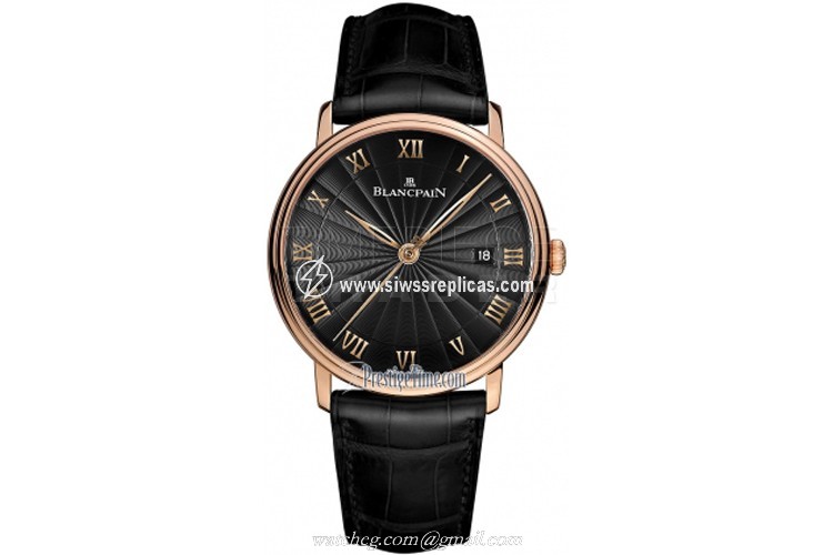 Blancpain Villeret Ultra Slim Seconds & Date Automatic 40mm 6651-3630-55b 18k Rose Gold Automatic 