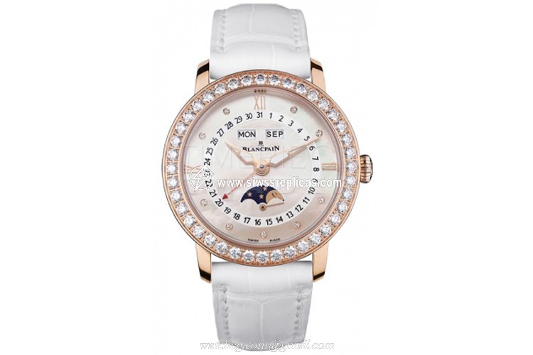 Blancpain Ladies Moonphase & Complete Calendar 34mm 3663-2954-55b 18k Rose Gold Automatic