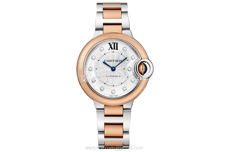 Cartier Ballon Bleu w3bb0006 Stainless Steel & Rose Gold Automatic