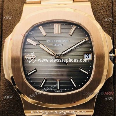 PPF V4 Patek Philippe Nautilus Gray Dial Rose Gold Watch Swiss Grade 1