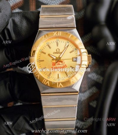 Copy Omega Constellation Double Eagle Gold Watch Quartz 36mm