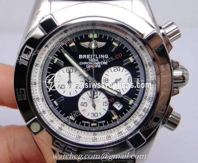 Breitling Chronomat B01 Watch Chronometre Certifie SS Black Quartz Movement