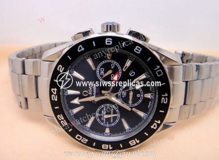 Omega Seamaster GMT Chronograph SS Black Face Best Omega Watches Replica For Sale