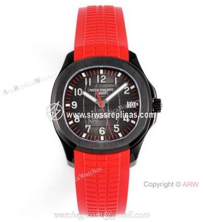 Swiss 1:1 Copy Patek Philippe Aquanaut Cal324 Watch Carbon Case Red Rubber Strap