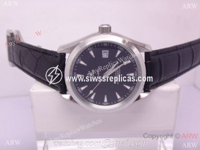 Replica Omega Seamaster Co-Axial Watch  Black Dial / Black Leather Strap