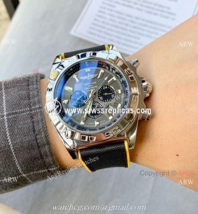 Clone Breitling Chronomat B01 Watch BlackYellow Rubber Strap