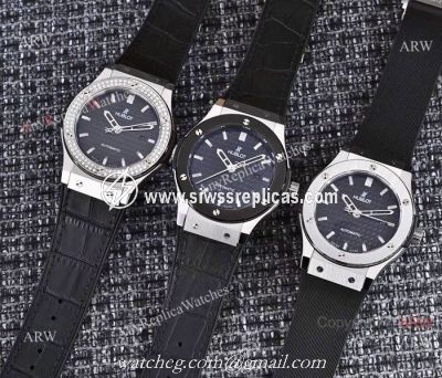 High Quality Hublot Classic Fusion 42mm Watches SS Black Gummy Band
