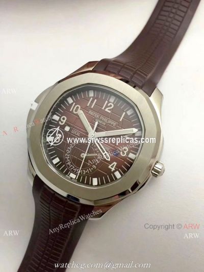 Patek Philippe Copy Aquanaut Travel Time Men Watch  Brown Rubber Band 42mm