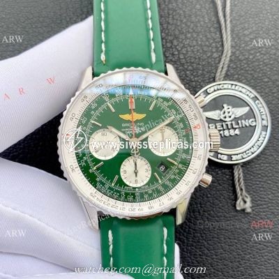 NEW! Swiss Breitling Navitimer Valjoux7750 Watch SS Green Dial