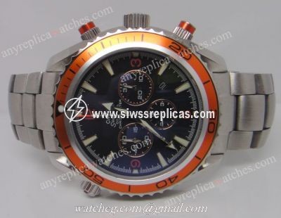 Replica Omega Planet Ocean Seamaster Watch Orange Bezel SS Chronograph Dial