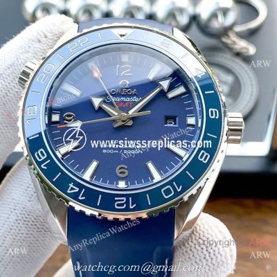 Replica Omega Seamaster Planet Ocean GMT Rubber Band Watches SWISS GRADE CASE