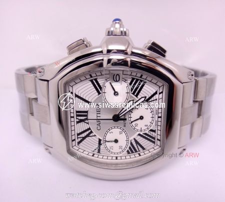 Cartier Roadster Stainless Steel Chronograph Replica Watch / Swiss Grade Case