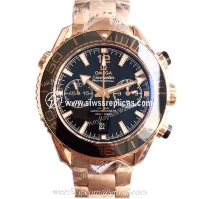 (OM)New Copy Swiss Omega Seamaster 9901 Watch Rose Gold Black Face