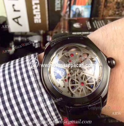 Replica Corum Skeleton Bubble Squelette Watch Black Case Silver Dial