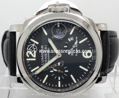 Panerai Automatic Power Reserve Black Face Mens Copy Watch