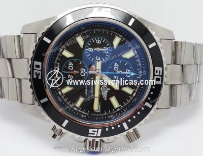 New Modle Breitling Superocean Chronograph SS Black Men Watch