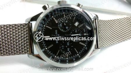 SS Breitling Transocean Chronograph Swiss Grade Black Face Men Replica