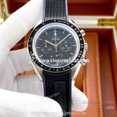 New Copy Omega Speedmaster Watches Black Dial Rubber Srtap