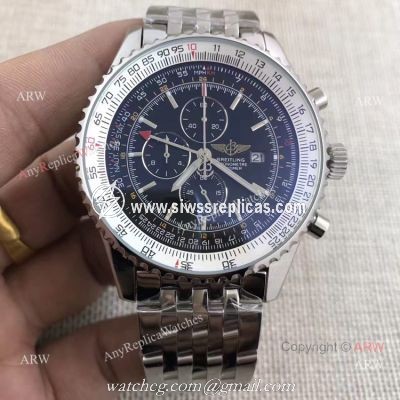 Breitling Navitimer World GMT Stainless Steel Black Dial 46mm Replica