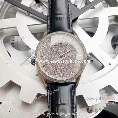 2019 Copy Jaeger-LeCoultre Master Ultra Thin Iced Out Full Diamonds Face 41 mm Watch