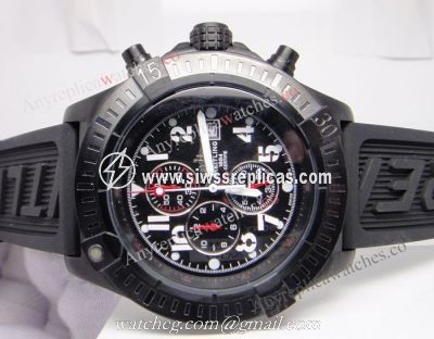 Replica Breitling Super Avenger Black Chronograph Rubber Strap 48mm