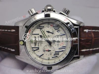 Breitling Chronomat B01 44mm White w/ Brown Leather Band