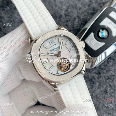 Copy Replica Patek Philippe Tourbillon Women Watch SS MOP Dial
