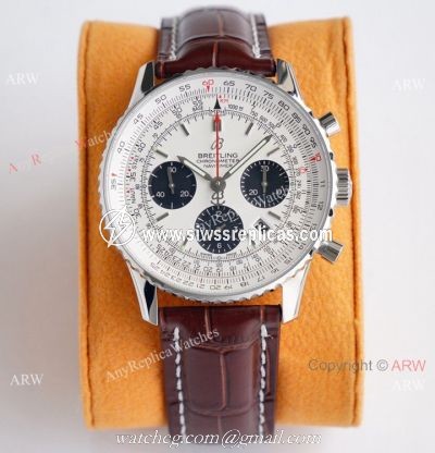 Swiss Grade 1 Breitling Navitimer 01 White Panda Dial Watch Valjoux 7750 Movement