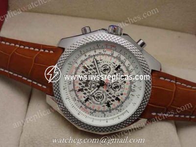 Breitling Bentley B06 Chronograph NEW SS White Face Brown Leather