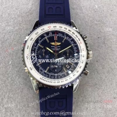 Copy Breitling Navitimer Rubber Strap Blue Chronograph Dial Watch