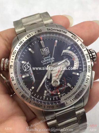 Swiss Replica Tag Heuer Carrera Calibre 36 Fiyat Watch: SS Black Chronograph Watch