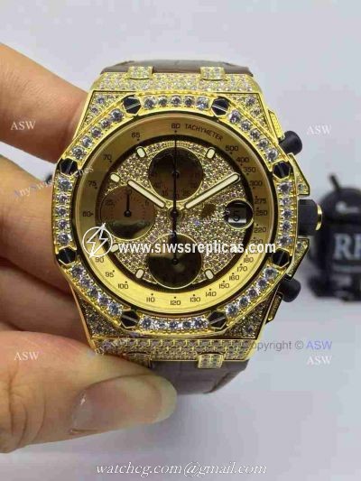 Swiss Copy Audemars Piguet Watch Yellow Case Diamond Dial / Diamond Case