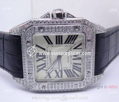 Cartier Santos 100 Diamond Watch Swiss Grade Replica