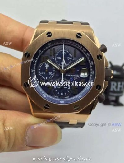 Replica Swiss Audemars Piguet Watch Rose Gold Case Black Leather Watch Strap