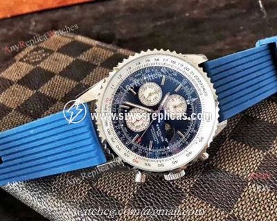Replica Breitling Navitimer Rubber Strap Watch Blue Moonphase Dial