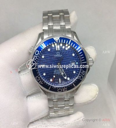 Seamaster Omega Replica Watches James Bond 007 Stainless Steel Blue Face Watch